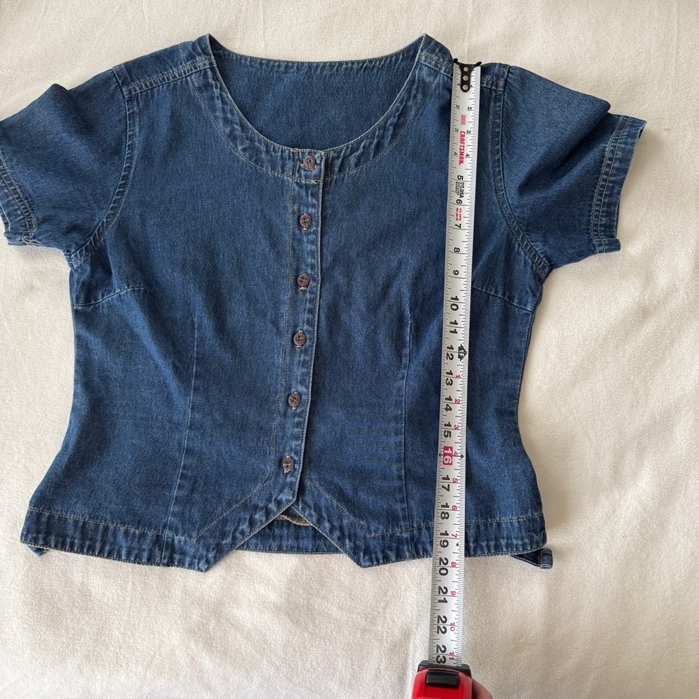 Vintage Erika & Co. Petites Denim Blouse – Size LP - Picture 4 of 4